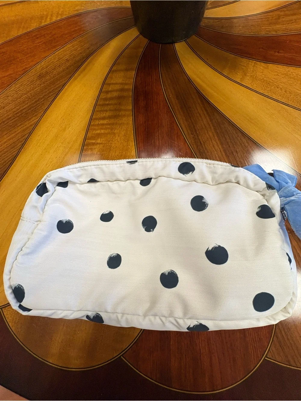 SkinMedica White Cosmetic Pouch with Black Polka Dots